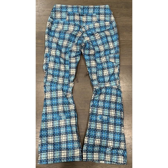 BURTON Dryride White Collection Blue Plaid Flared Pants Small Snowboard Ski EUC - Picture 2 of 7